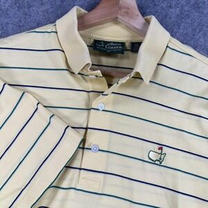 Vintage Amen Corner Masters Polo Shirt Mens Medium Yellow Stripe Pima Cotton